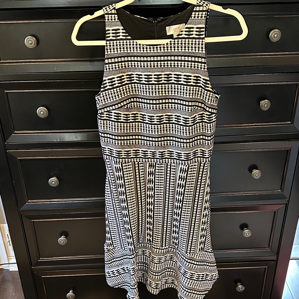 Loft dress Black and White Patterned Dress